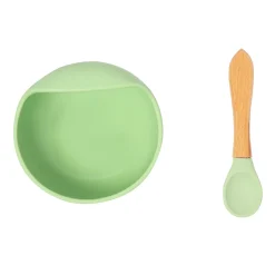 Green Silicon Bowl And Spoon Set