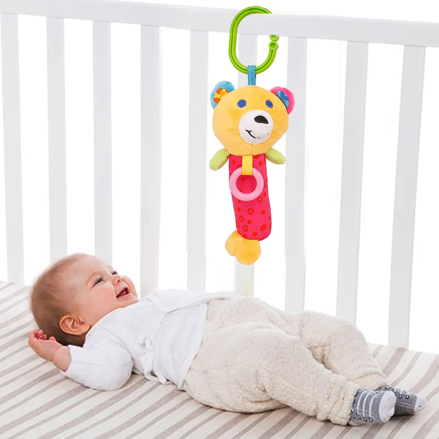Happy Animal Orange And Pink Rattle