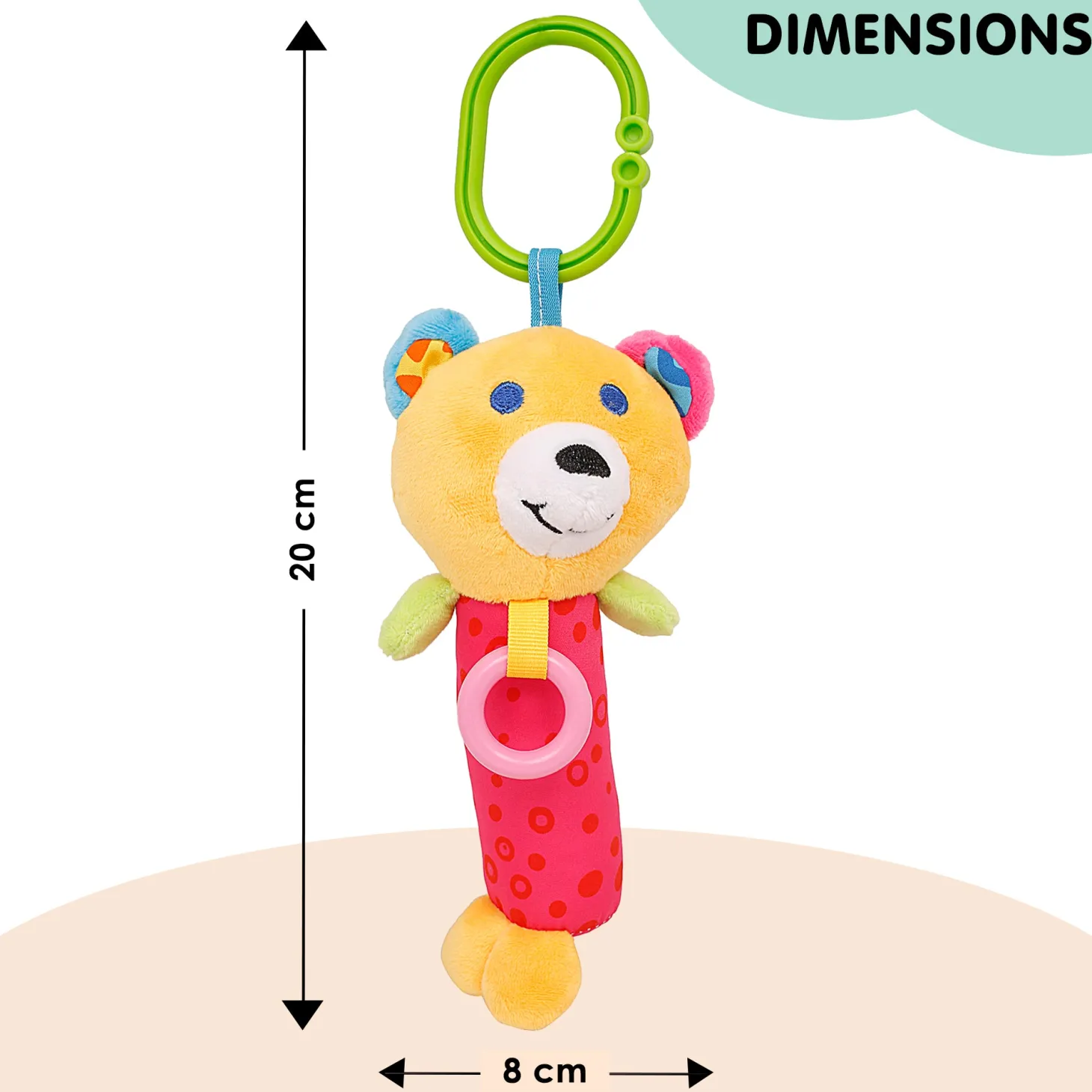 Happy Animal Orange And Pink Rattle