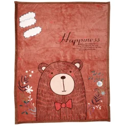 Happy Bear Brown Two-Ply Blanket
