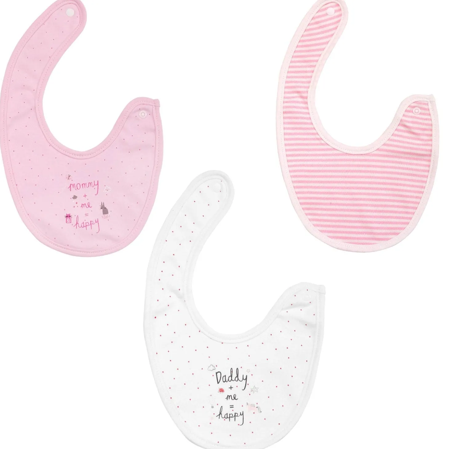 Happy Mommy Daddy Pink 3 Pk Bibs