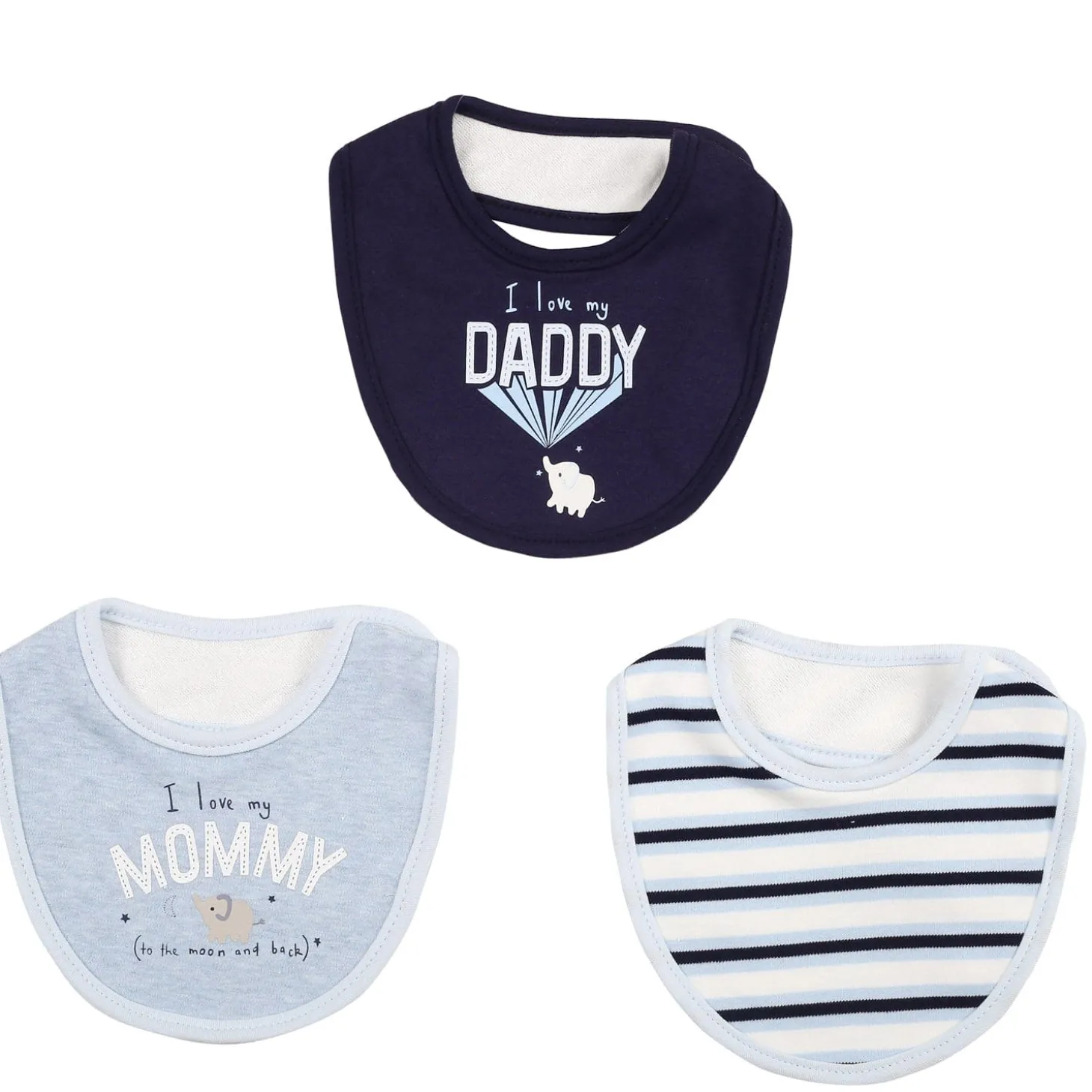 Happy Parenting Blue 3 Pk Bibs