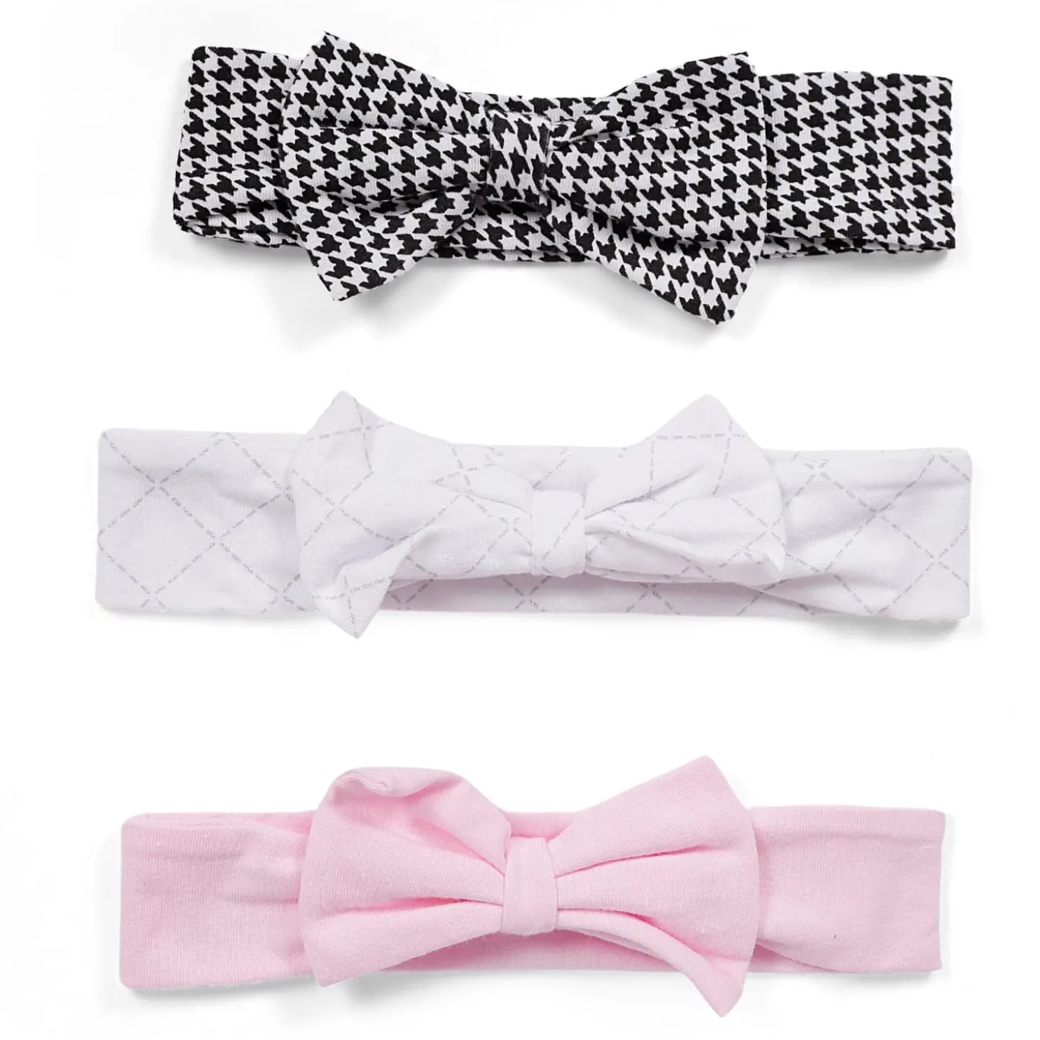3 Headbands And 2 Pair Socks Gift Set Houndstooth Pink White