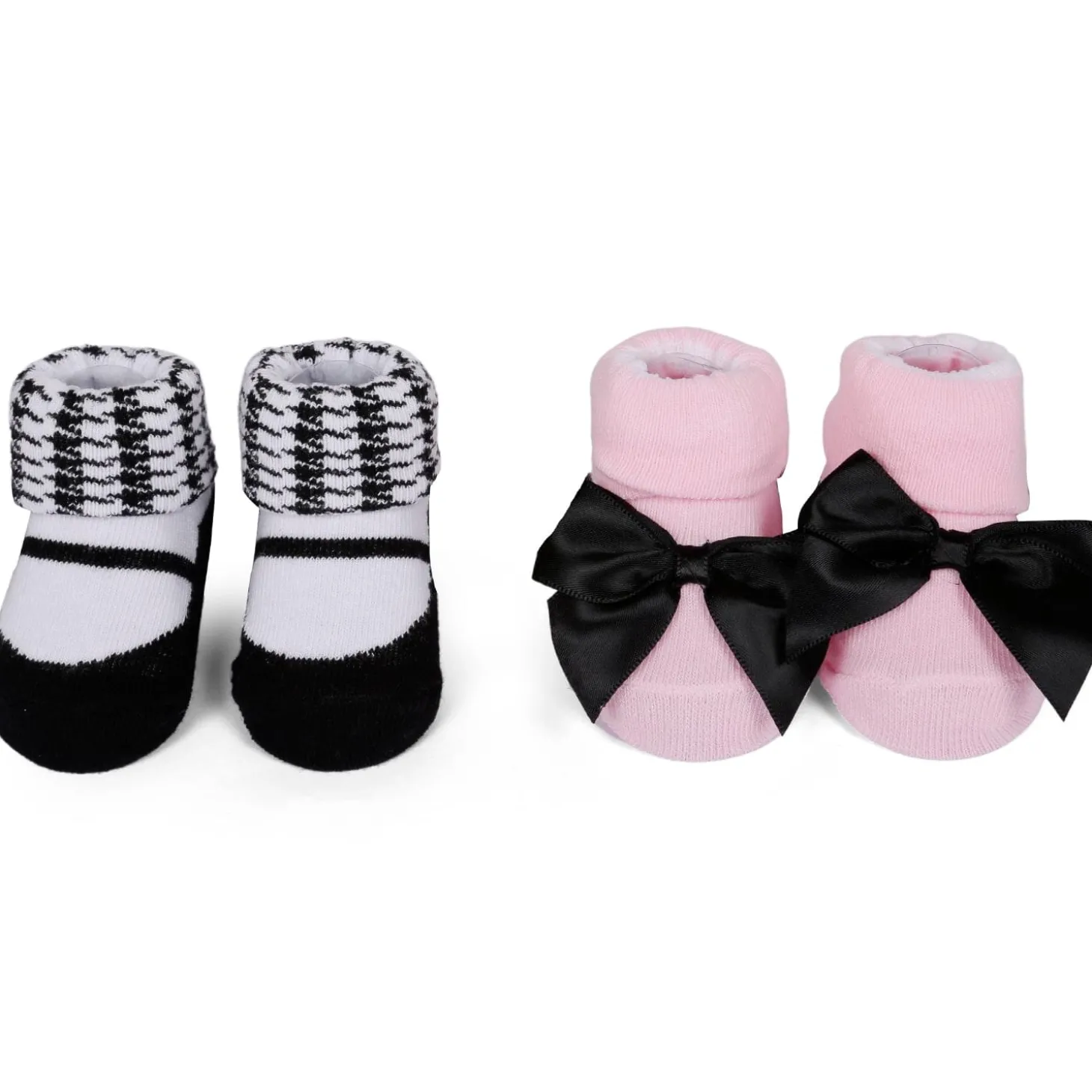 3 Headbands And 2 Pair Socks Gift Set Houndstooth Pink White