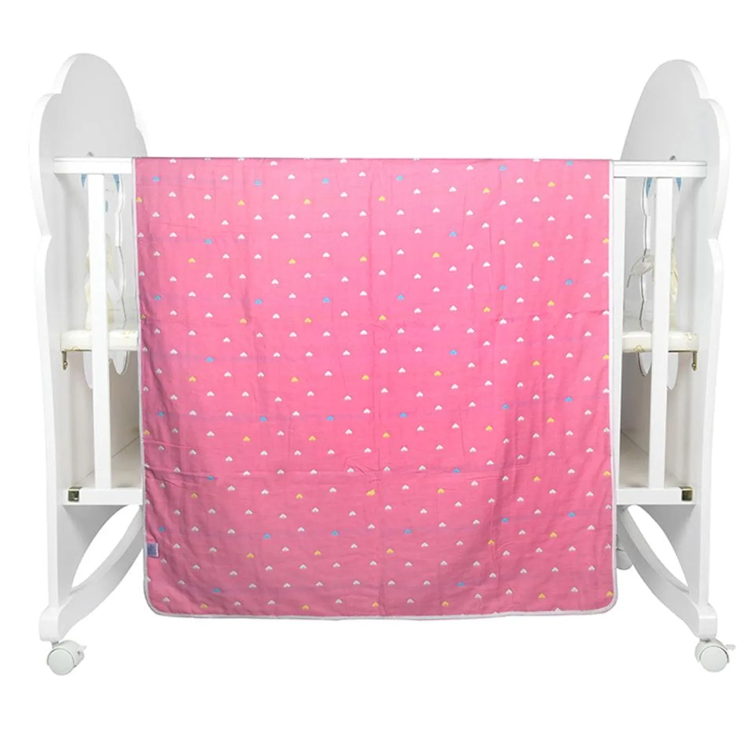Heart Pink Embossed Baby XL Muslin Blanket
