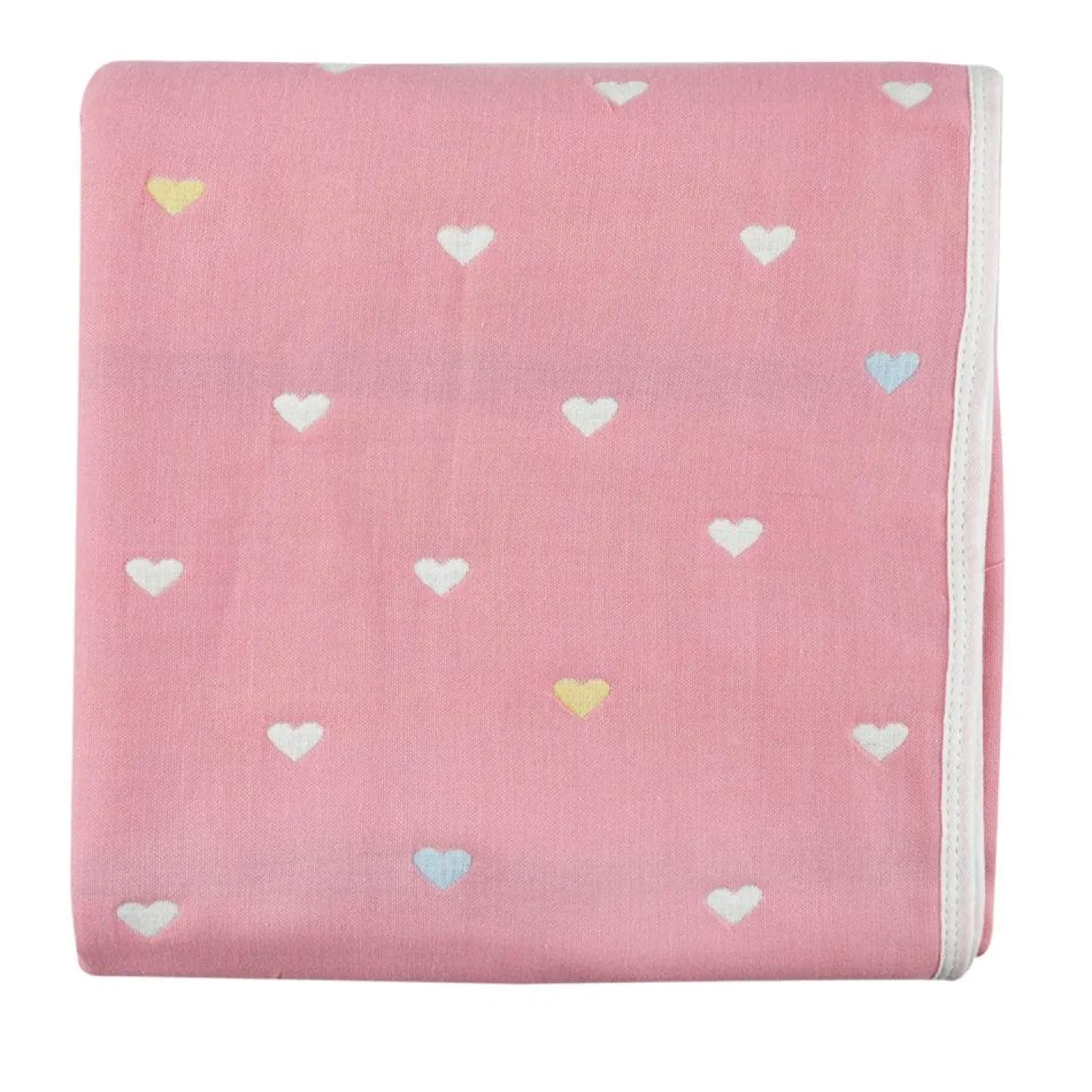 Heart Pink Medium Muslin Blanket