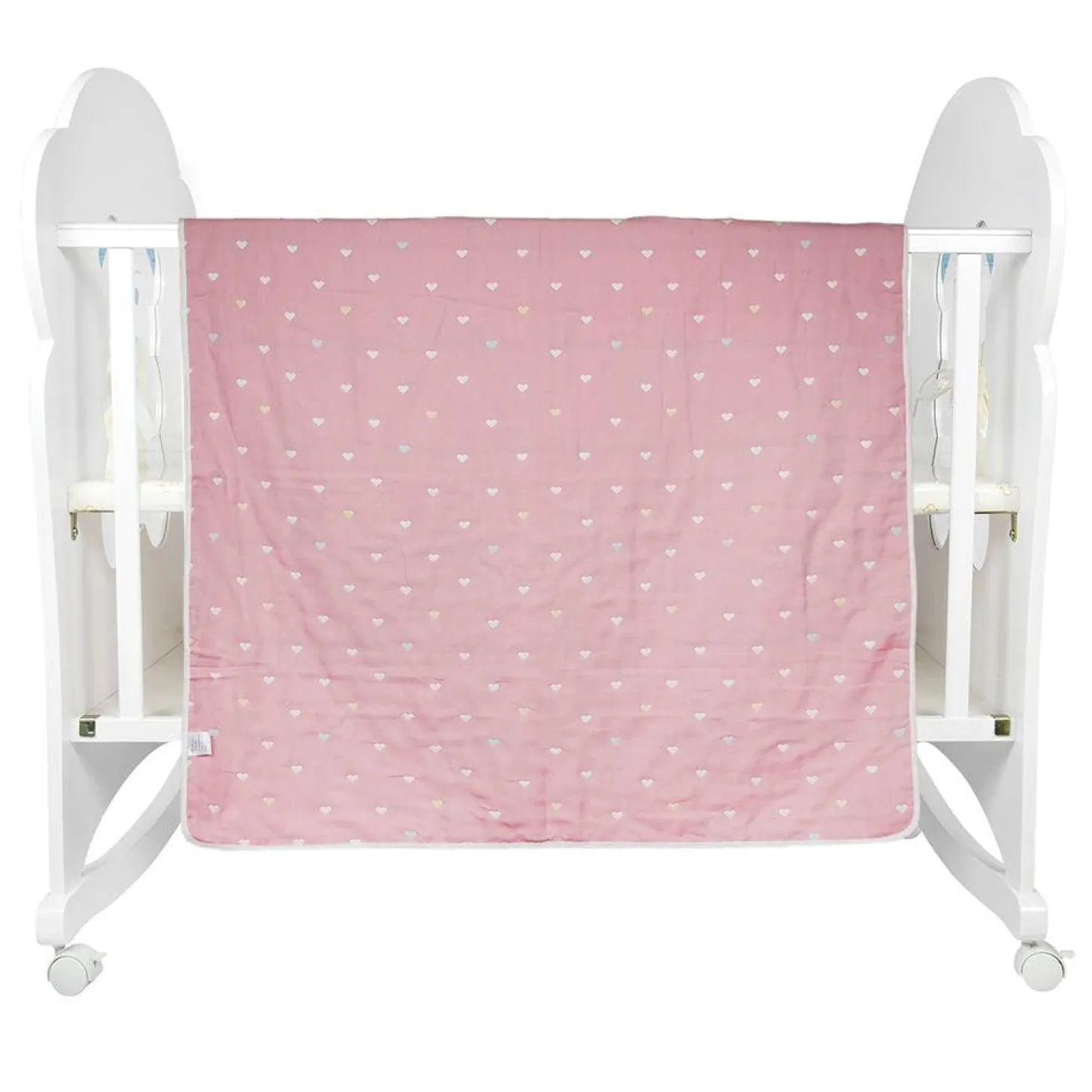 Heart Pink Medium Muslin Blanket