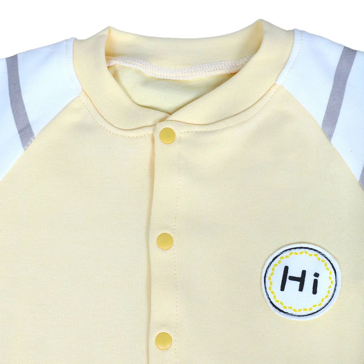 Hi Reindeer Full Sleeves Ankle Length One-Piece Snap Button Bodysuit - Yellow