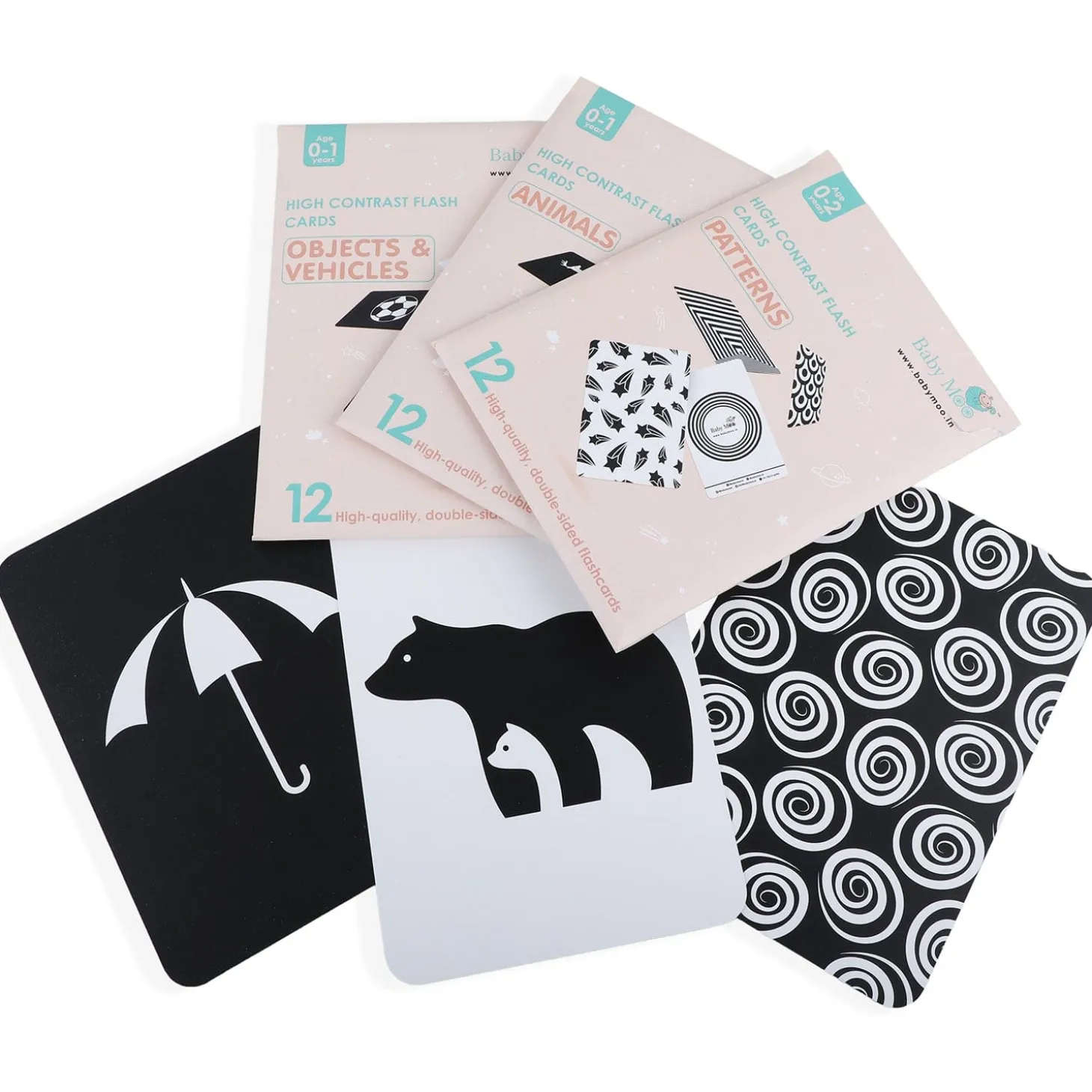 High Contrast Flash Cards 36 Cards - Bundle of Animals And Objects And Vehicles And Patterns