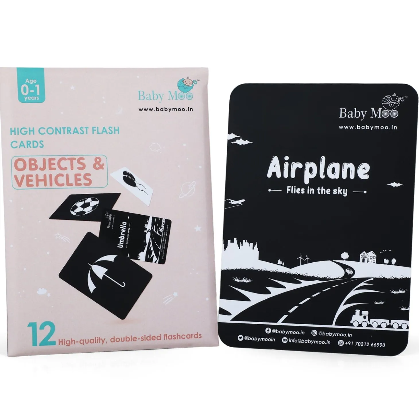 High Contrast Flash Cards 36 Cards - Bundle of Animals And Objects And Vehicles And Patterns