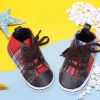 High Top Lace-Up Checked Stylish Sneaker Booties - Red