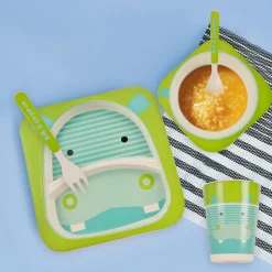 Hippo Green And Turquoise Bamboo Fiber Dinner Set Large