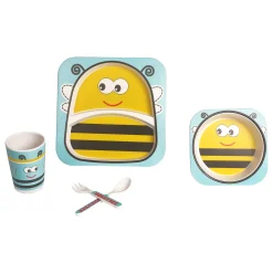 Honey Bee Yellow Bamboo Fiber Dinner Set Large