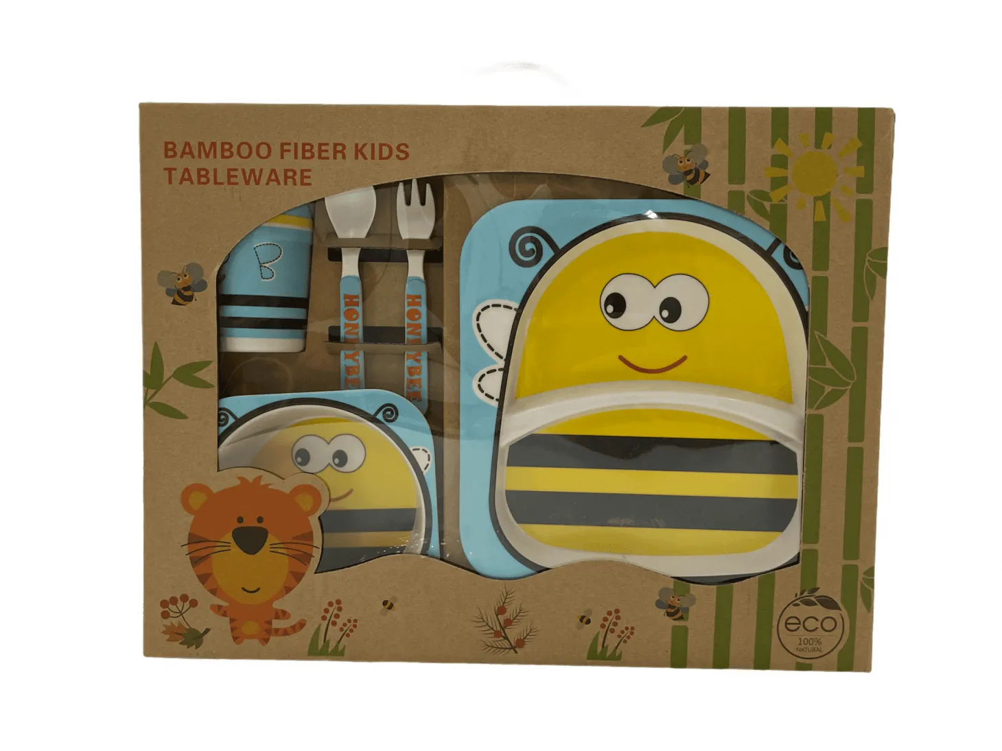 Honey Bee Yellow Bamboo Fiber Dinner Set Large