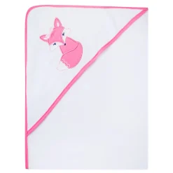 Hooded Towel And 5 Wash Cloth Gift Set Mrs Fox Heart Pink
