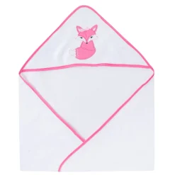Hooded Towel And 5 Wash Cloth Gift Set Mrs Fox Heart Pink