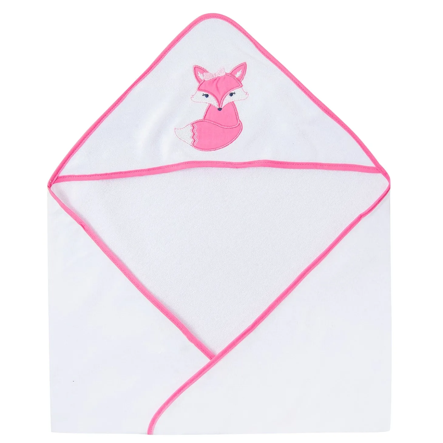 Hooded Towel And 5 Wash Cloth Gift Set Mrs Fox Heart Pink