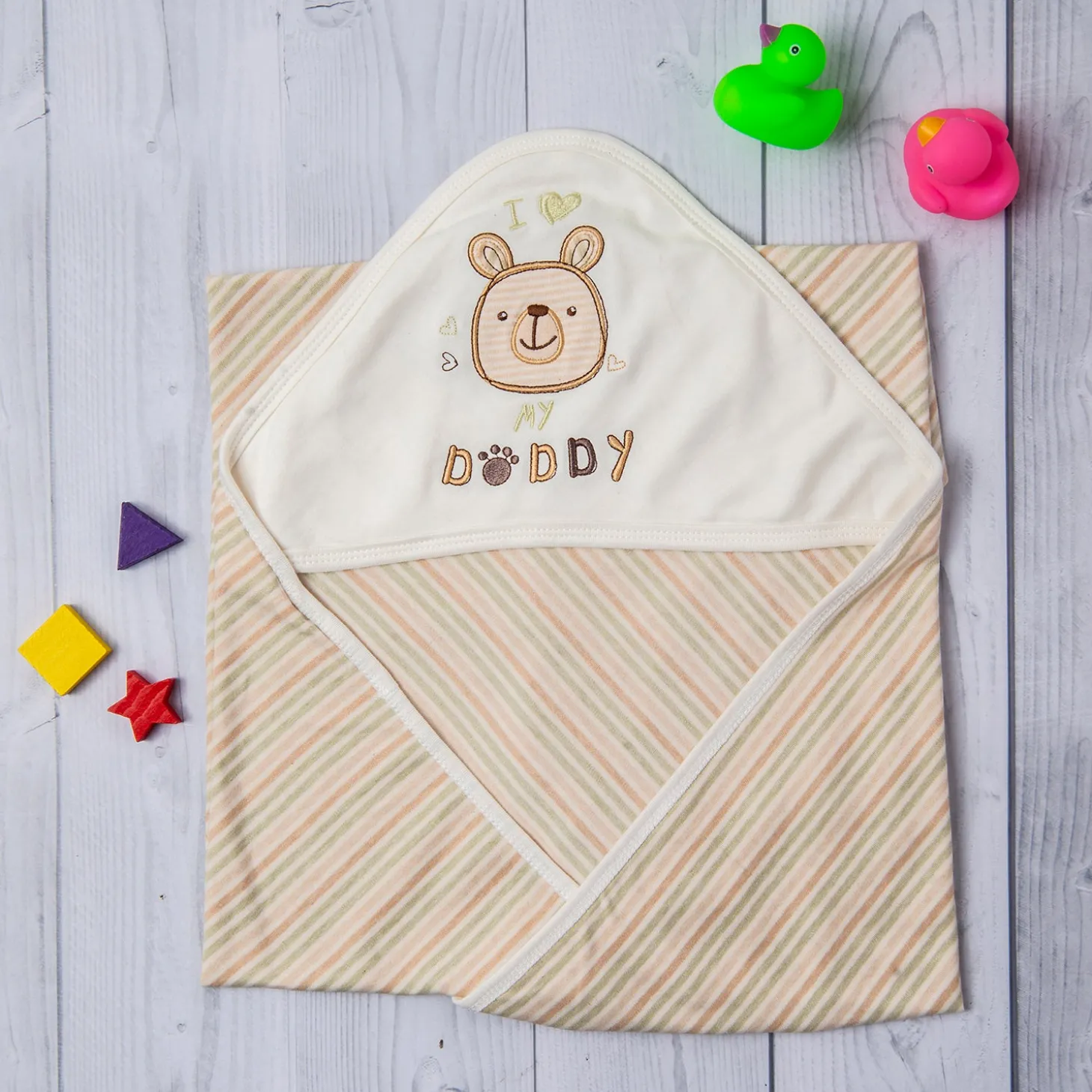 Hooded Wrapper 100% Cotton I Love My Daddy Multicolour