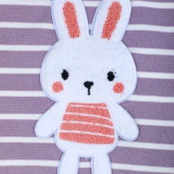 Hopping Rabbit Striped Premium Full Sleeves Knitted Sweater - Purple
