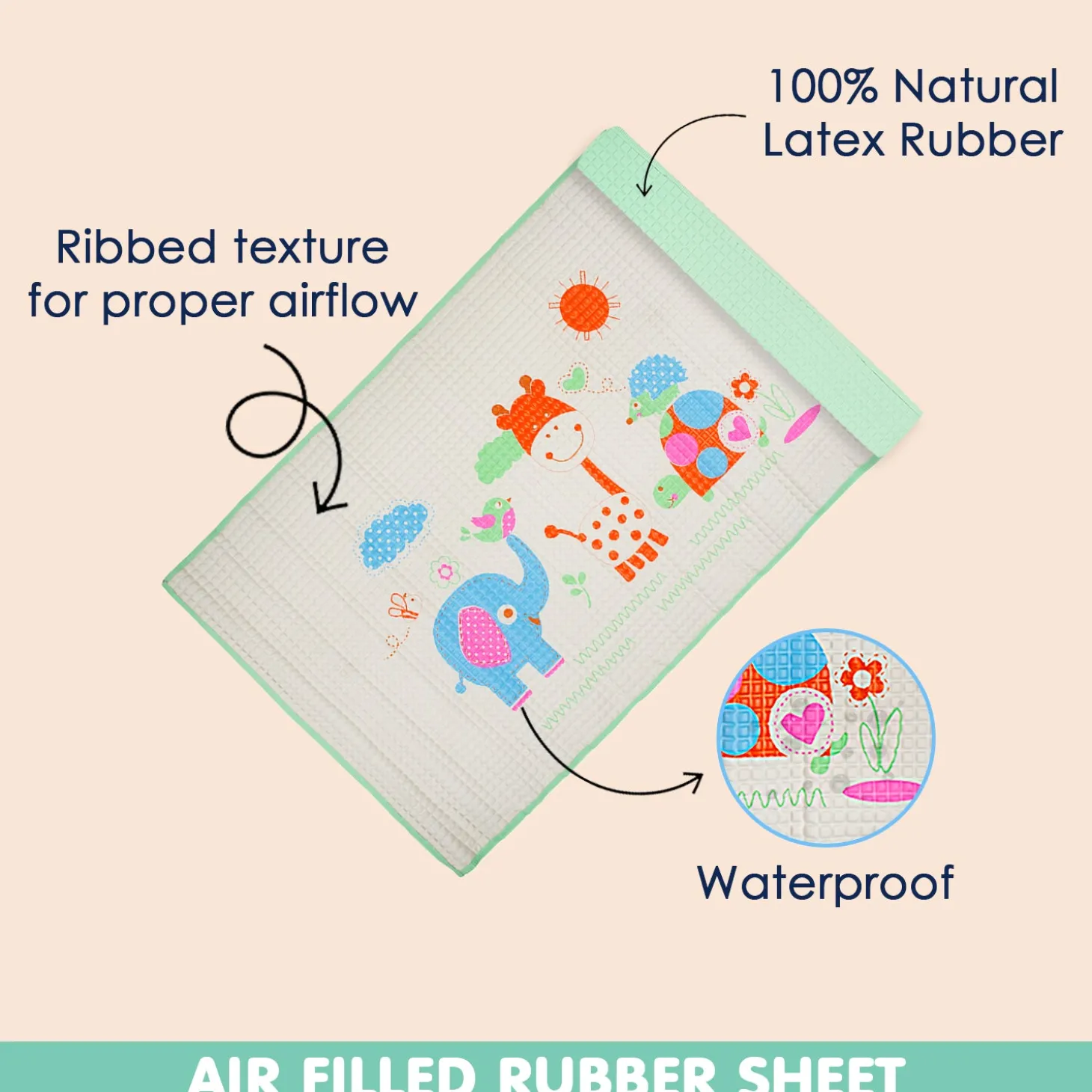 I Love Animals Green Air Filled Waterproof Massage Mat