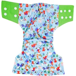 I Love Animals Green And Blue Reusable Diaper