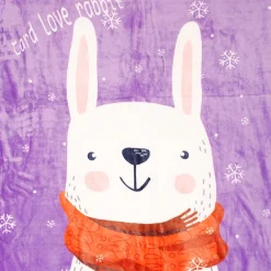 I Love Rabbits Purple Two-Ply Blanket