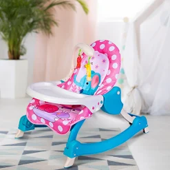 2 In 1 Rocker Cum Feeding Chair 20 Kg Polka Dot Pink