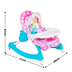 2 In 1 Rocker Cum Feeding Chair 20 Kg Polka Dot Pink