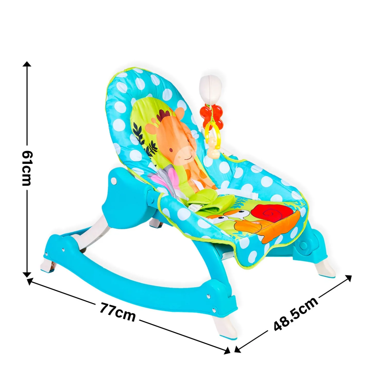 2 In 1 Rocker Cum Feeding Chair 20 Kg Polka Dot Blue