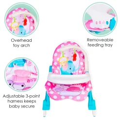2 In 1 Rocker Cum Feeding Chair 20 Kg Polka Dot Pink