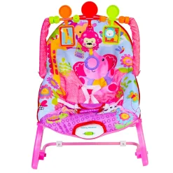 Infant To Toddler Happy Baby Bouncer With Hanging Toys Pink