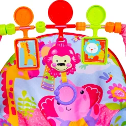Infant To Toddler Happy Baby Bouncer With Hanging Toys Pink