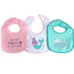 Infinitely Powerful Mermaid White And Blue And Pink 3 Pk Bibs