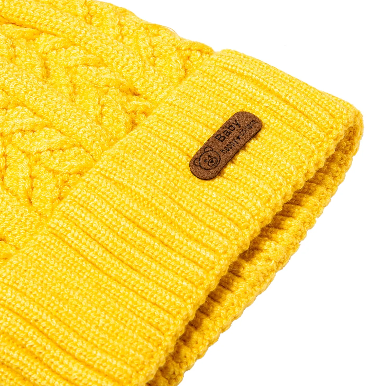Knit Woollen Cap 3D Alphabet Antler Yellow