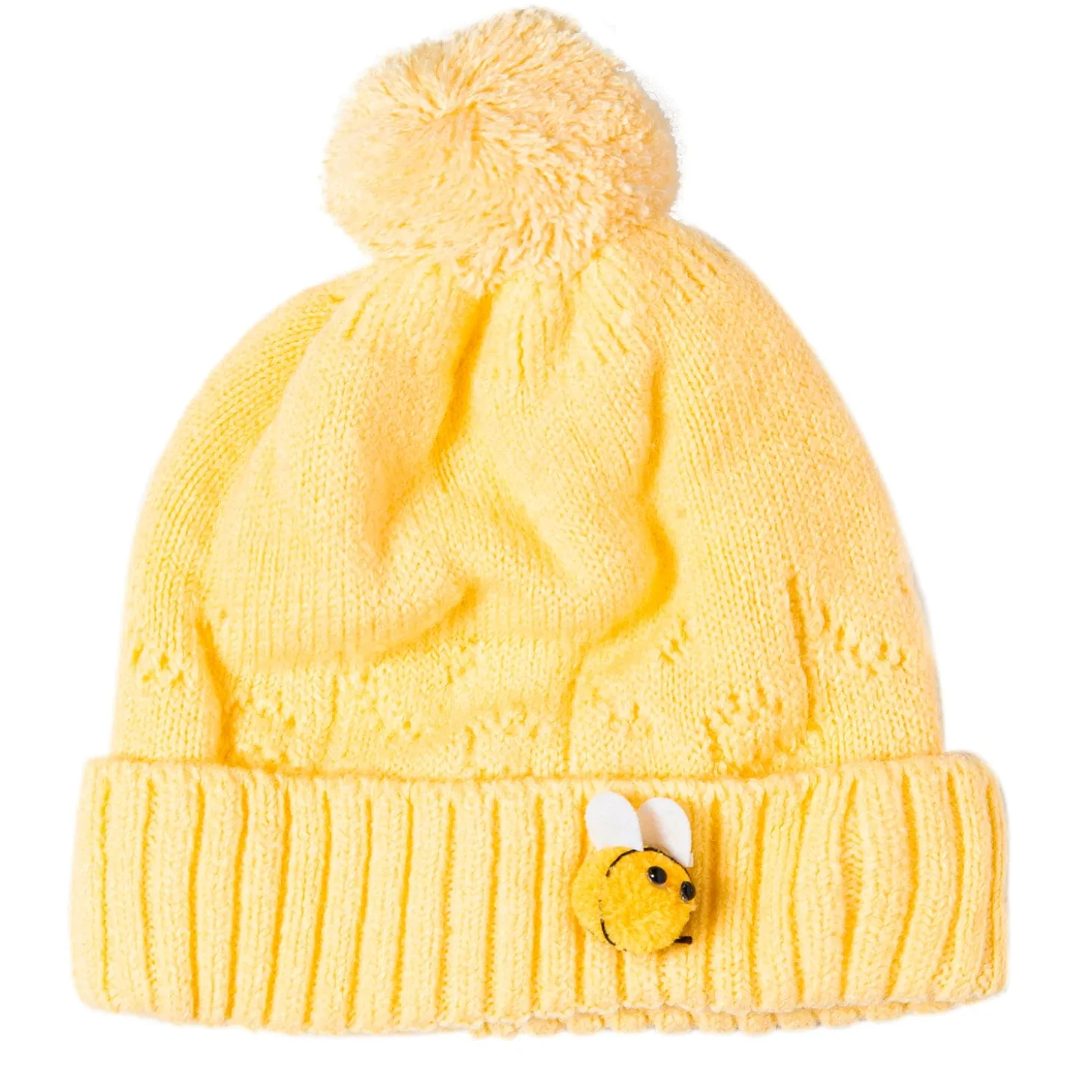 Knit Woollen Cap Honey Bee Yellow