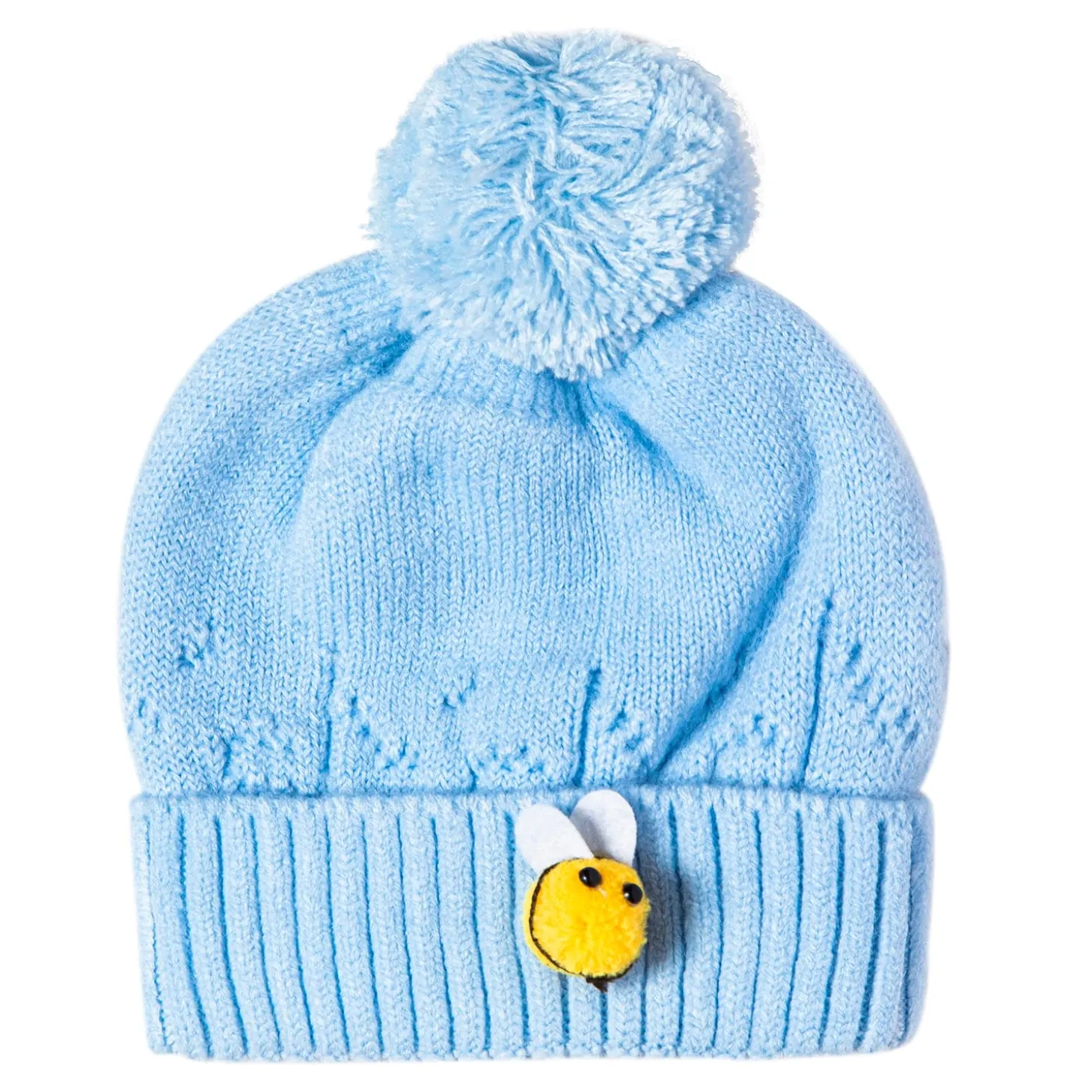Knit Woollen Cap Honey Bee Blue