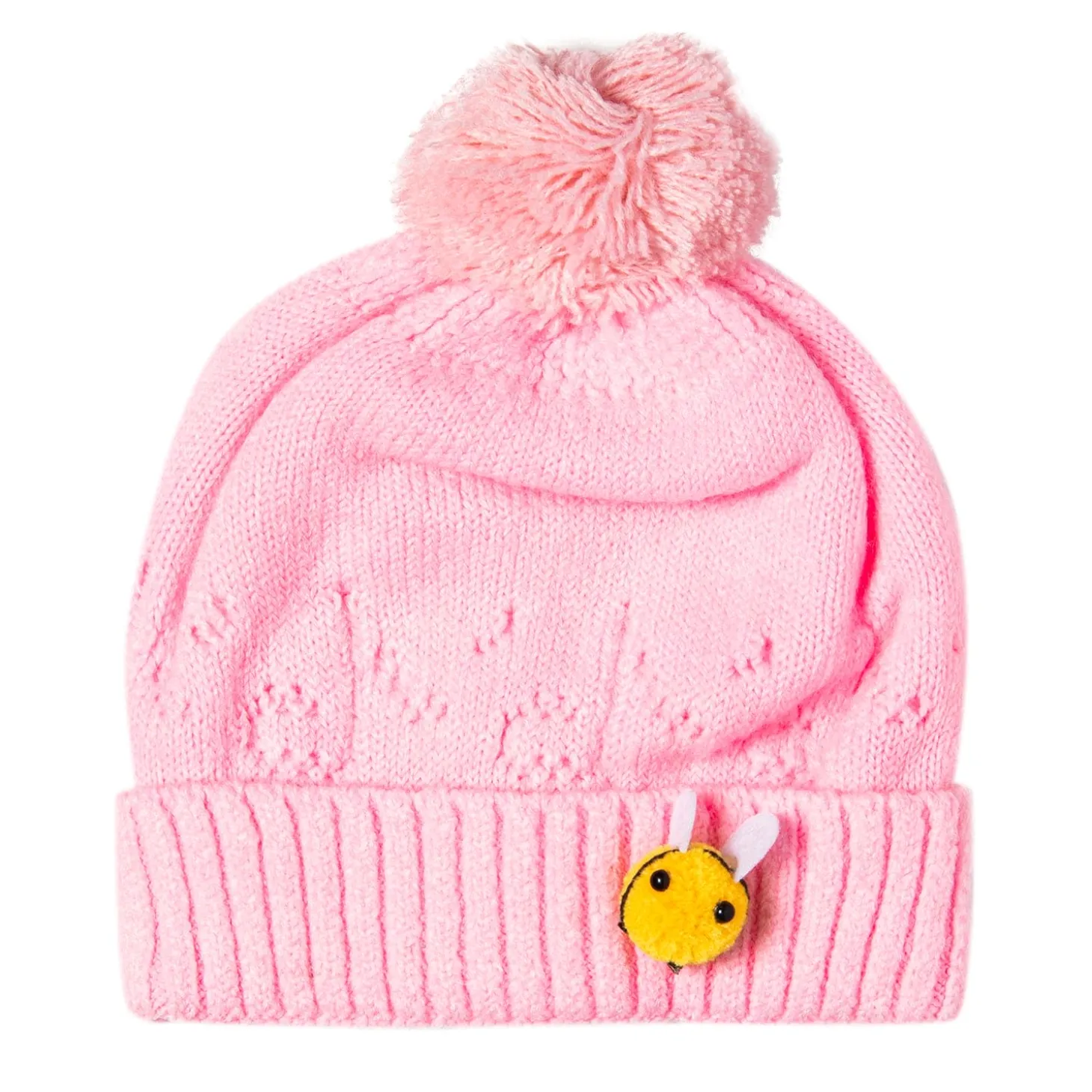 Knit Woollen Cap Honey Bee Pink