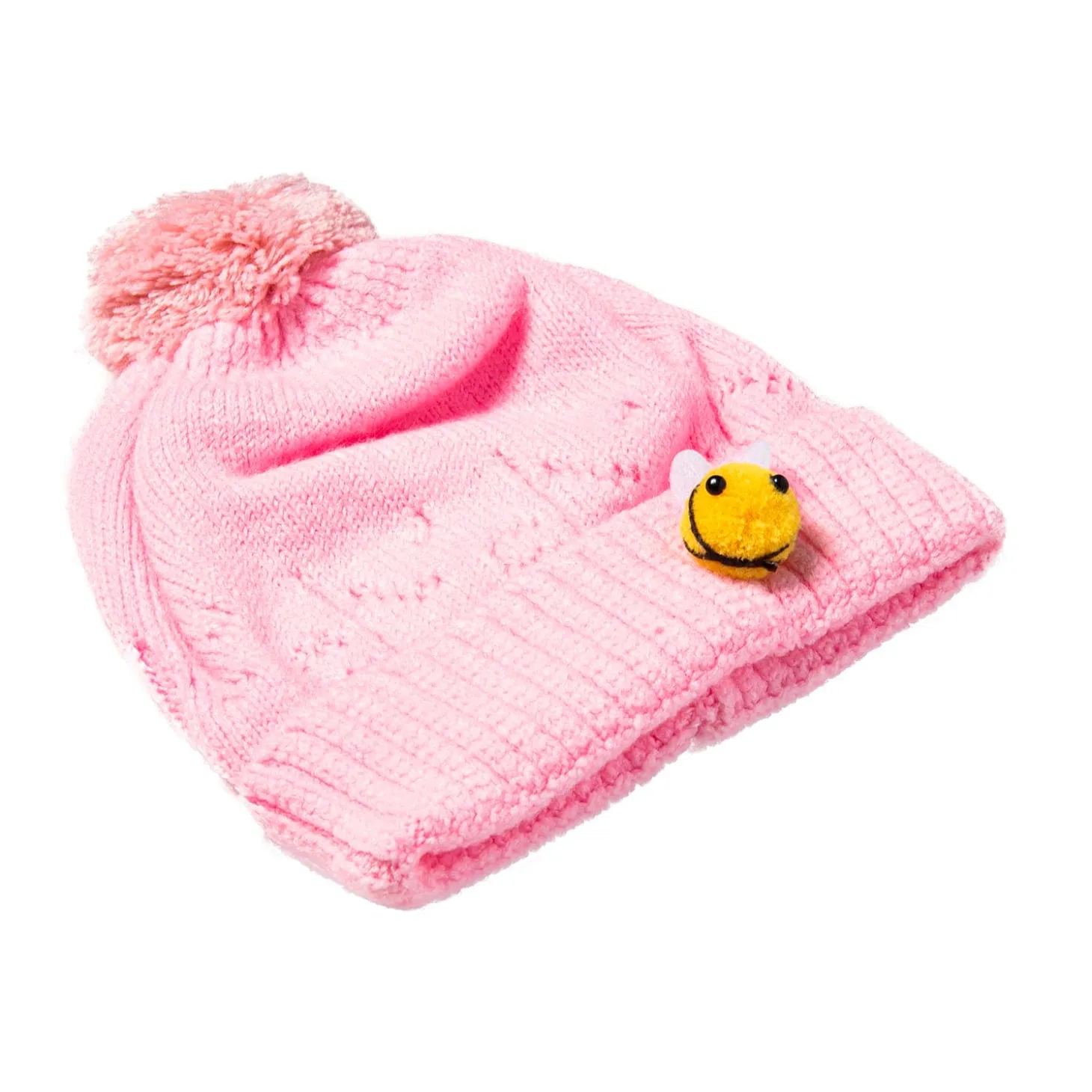 Knit Woollen Cap Honey Bee Pink