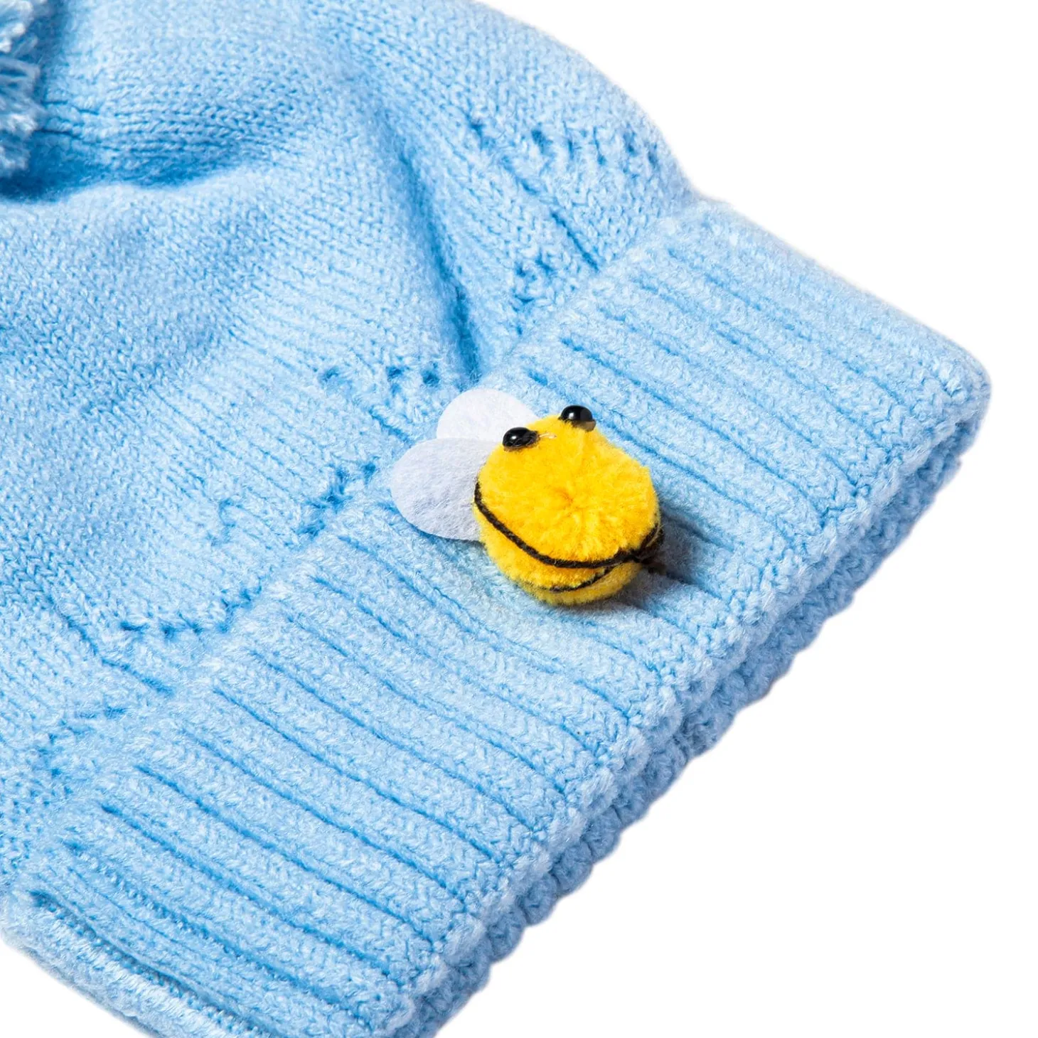Knit Woollen Cap Honey Bee Blue