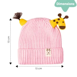 Knit Woollen Cap Winter Beanie 3D Reindeer Antler Pink