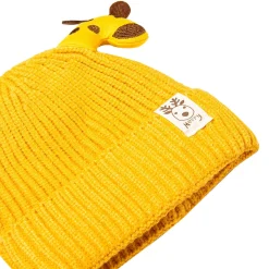 Knit Woollen Cap Winter Beanie 3D Reindeer Antler Yellow