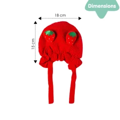 Knit Woollen Cap With Tie Knot For Ear Cover Strawberry Red