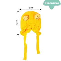 Knit Woollen Cap With Tie Knot For Ear Cover Citrus Yellow