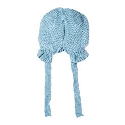 Knit Woollen Cap With Tie Knot For Ear Cover Watermelon Blue