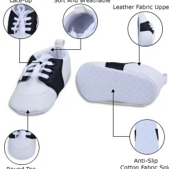 Lace-Up Stylish Leather Sneaker Shoes - Black