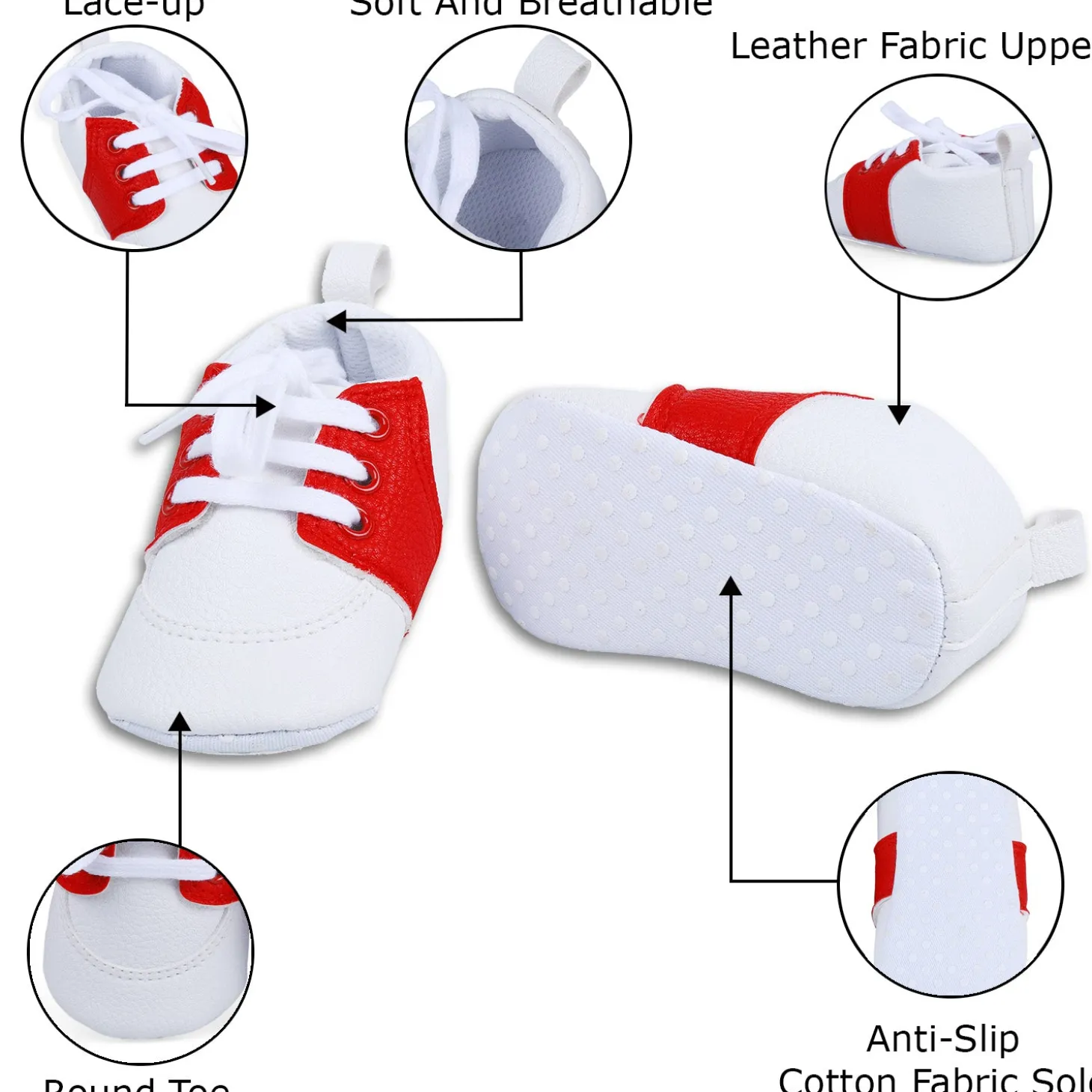 Lace-Up Stylish Leather Sneaker Shoes - Red