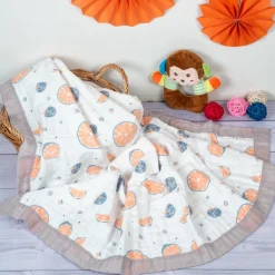 Lemon White Small Muslin Blanket