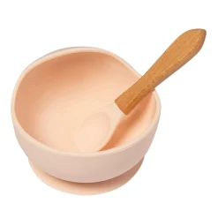 Light Peach Silicon Bowl And Spoon Set