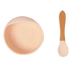 Light Peach Silicon Bowl And Spoon Set