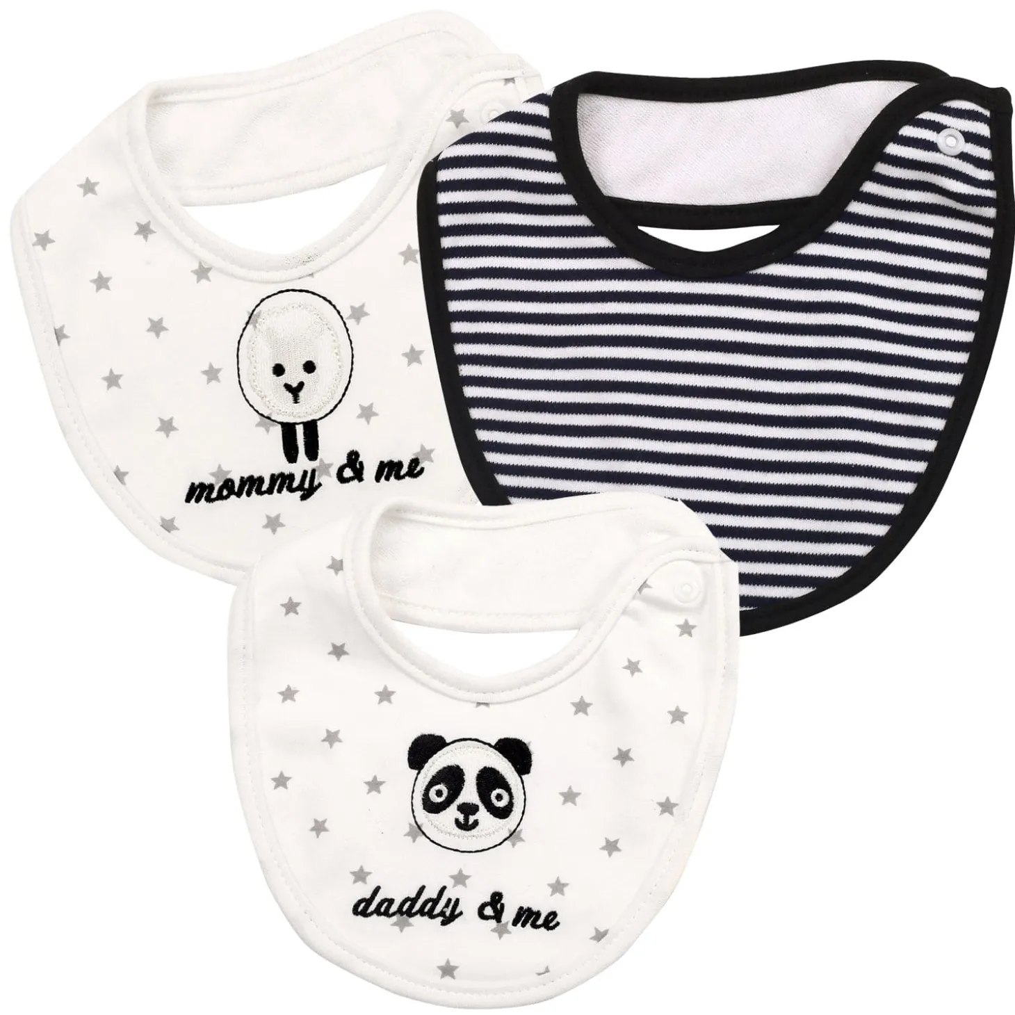 Lion And Panda Baby Black And White 3 Pk Bibs